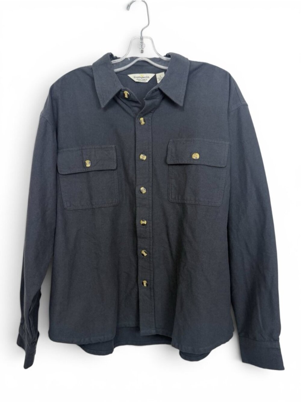 Kennington Ltd Single Needle Cotton Flannel Shirt Jacket Size Large Grey